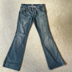 7 For All Mankind Jeans Womens 28 Blue Embroidered A Pocket Flare Leg VTG Y2K